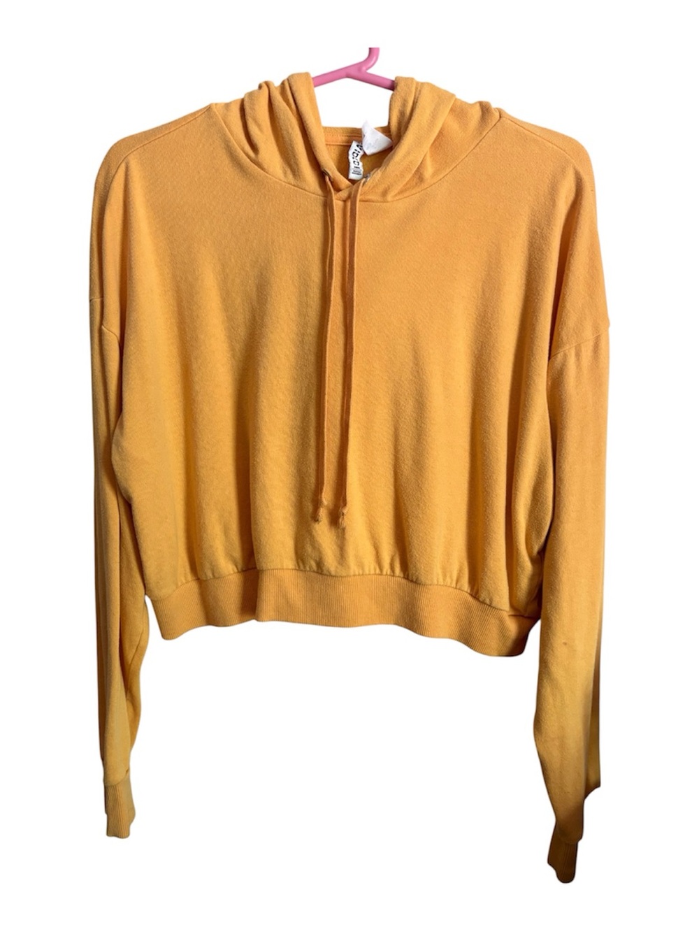 H&M Divided Mustard Yellow Cropped Hoodie Sweatshirt Size Medium